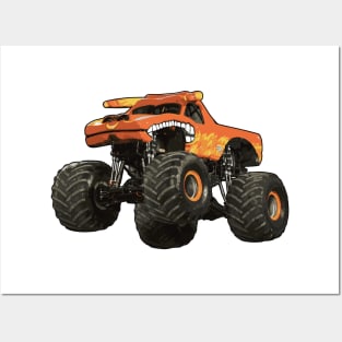 Orange Monster Truck Illustration Posters and Art